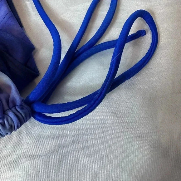 NWT T.H.E. Swimwear One Piece Blue print swimsuit top Size 12 34D/DD - Picture 8 of 14